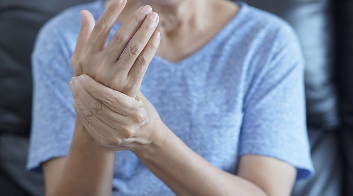 arthritis old person and Elderly woman female suffering from pain at home